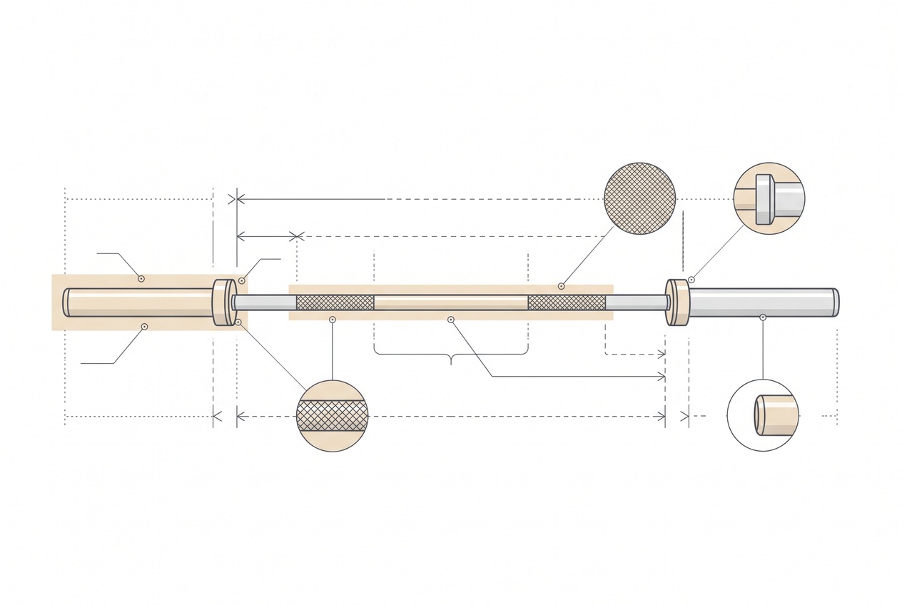 Barbell shaft, knurling and sleeve specifications compared